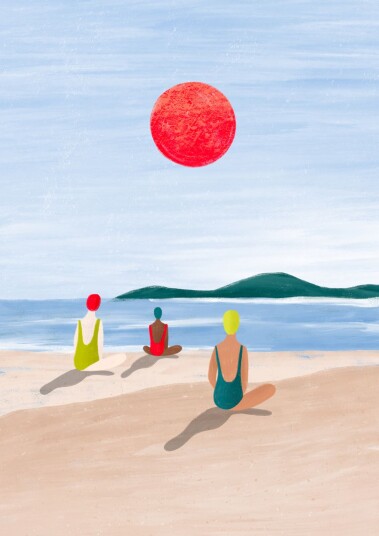 Plakat Solbadere på stranden Plakat Solbadere på stranden