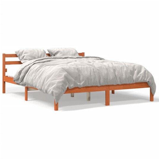 vidaXL Sengeramme brun 200x200 cm heltre furu 8721012406193