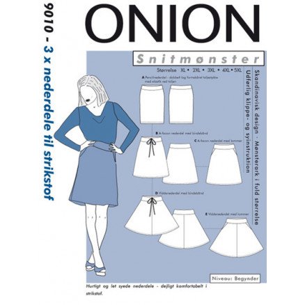 ONION Snittmønster Plus 9010 3 x Skjørt Str XL 5XL