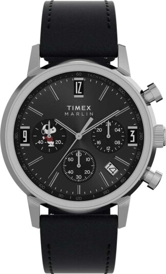 Timex Timex x Peanuts Chrono Cool Joe Leather 40mm Black Dial
