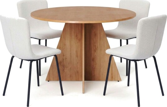 Vera spisegruppe rund 110 cm eik med 4 Katy spisestoler Eik Vera spisegruppe rund 110 cm eik med 4 Katy spisestoler Eik
