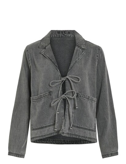 Vila Vikiki L/S Tie Denim Jacket Dgd - Grey - 34 Vila Vikiki L/S Tie Denim Jacket Dgd - Grey - 34