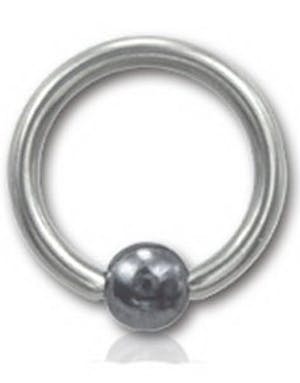Utgått Silver BCR med Hematite ball Titan Strl 1.6 x 10 mm med 4 mm kule