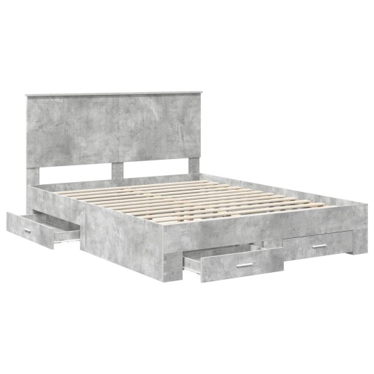  Sengestamme med skuff Betonggrå 150 x 200 cm Konstruert tre