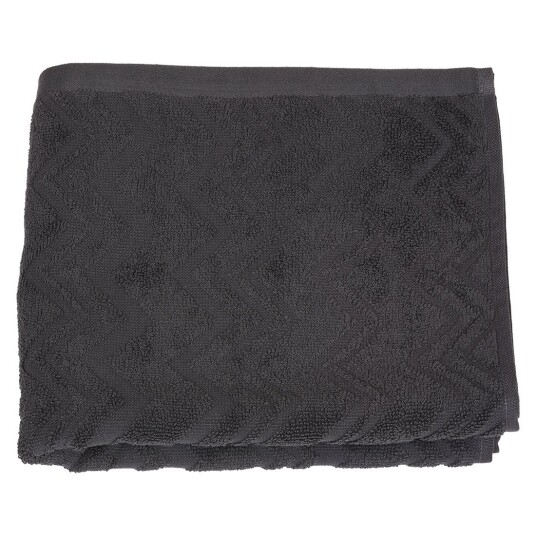 Zig Zag ensfarget håndkle 30x30 Mørkegrå