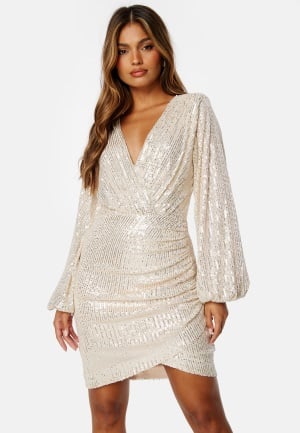 Bubbleroom Occasion Sparkling Wrap Dress Champagne 3XL Bubbleroom Occasion Sparkling Wrap Dress Champagne 3XL