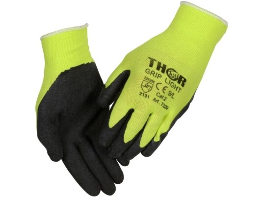 Thor Fingerdyppet Latexhandske Light Grip 11 Sort Bomuld/Latex/Lycra/Polyester