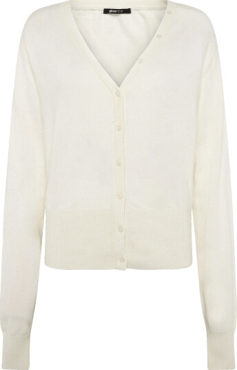 Gina Tricot Knitted Fitted Cardigan - Cream - XS