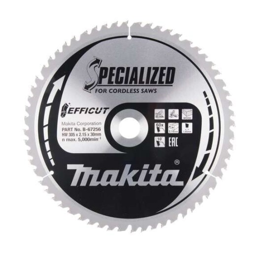 Makita Efficut 305 mm Sirkelsagblad for Tre med 60 Tenner Makita Efficut 305 mm Sirkelsagblad for Tre med 60 Tenner