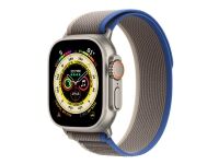Apple Watch Ultra 49 mm titan smartklokke med Trail Loop myk dobbeltlagsnylon blå/grå Apple Watch Ultra 49 mm titan smartklokke med Trail Loop myk dobbeltlagsnylon blå/grå