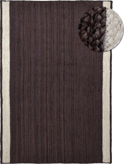Juteteppe Senaki mørk taupe/hvitt Størrelse: 200 x 290 cm