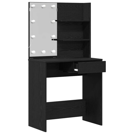  LED Dressingbord i Svart Eik 74.5x40x141 cm laget av Konstruert Tre