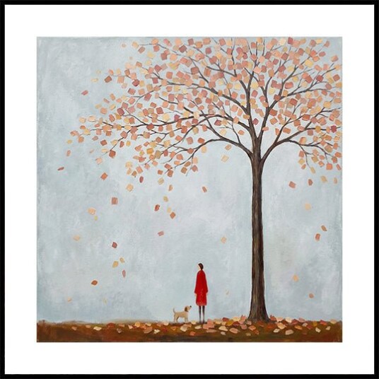 Andreas Magnusson Dog Walking In Autumn Plakat Plakat / 100x100cm 