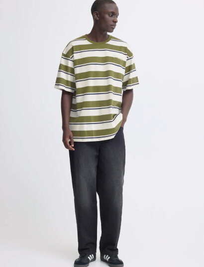 Blend Bhkyran Stripe S/S Tee Khaki green L