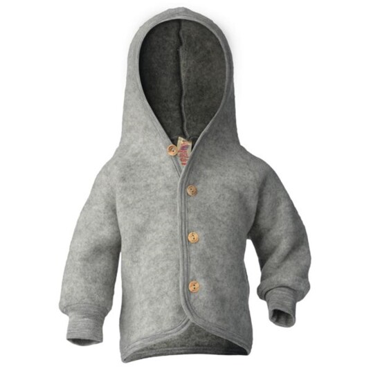 Engel Hooded Cardigan m. Treknapper Grey Mélange 86-92