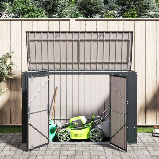 vidaXL Hage Lagringsboks Svart 214 x 82 x 132 cm Stål vidaXL Hage Lagringsboks Svart 214 x 82 x 132 cm Stål