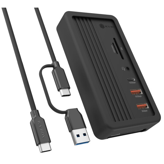 ICY BOX IB DK4072M CU31 10 i 1 dokkingstasjon USB C 2x USB A MicroSD SD Svart ICY BOX IB DK4072M CU31 10 i 1 dokkingstasjon USB C 2x USB A MicroSD SD Svart