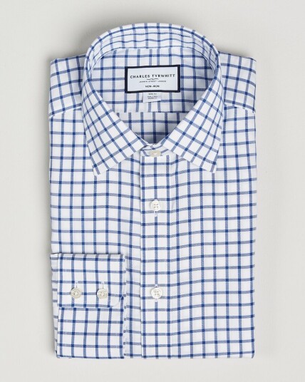 Charles Tyrwhitt Slim Fit Non Iron Grid Check Shirt Royal Blue