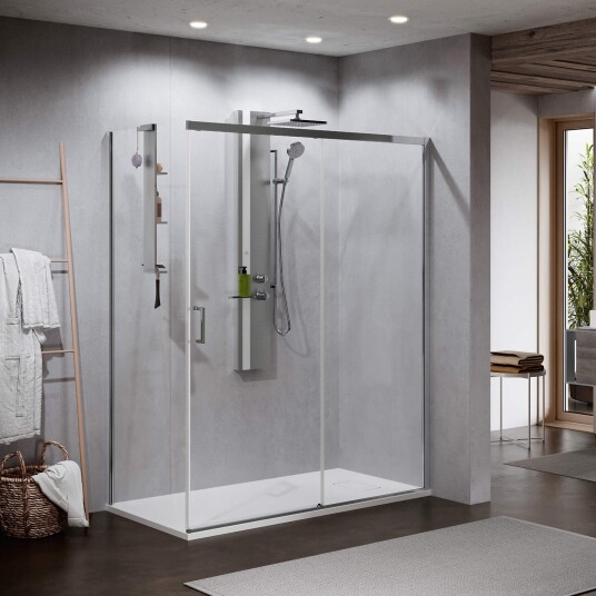 Novellini Zephyros 2.0 PH Skyvedør 120-160cm Krom / 96-99cm Høyre