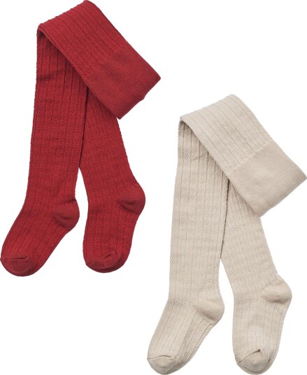 Wheat 2 Pk Wool Lace Tights Karla Beige 74/80