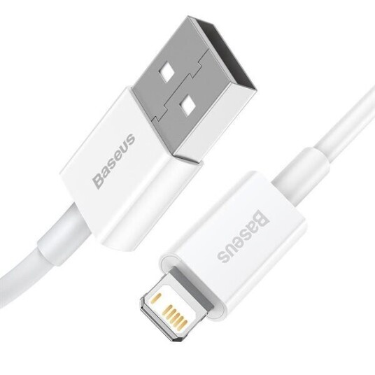 Baseus 1m USB-A til Lightning Kabel 2,4A Hvit Baseus 1m USB-A til Lightning Kabel 2,4A Hvit