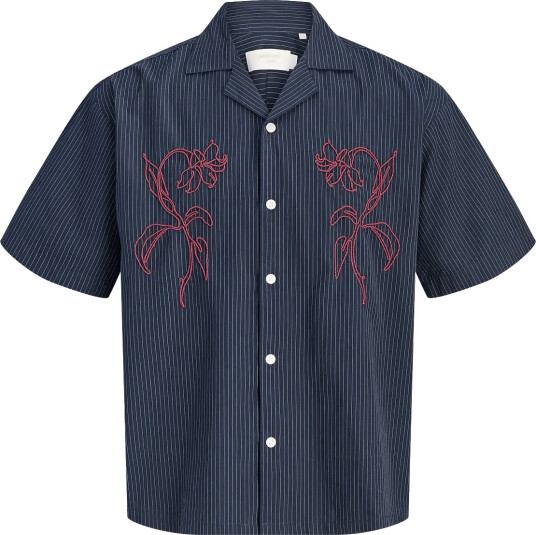Jack & Jones Joratocha Embroidery Shirt Ss Navy XS