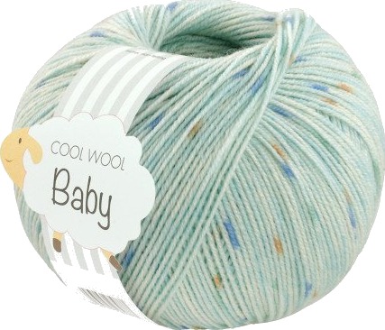 Lana Grossa Cool Wool baby Garn Print 369 Mint/Blå/Oransje