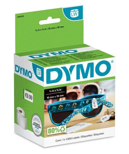 DYMO LabelWriter prislappetiketter 10mm x 19mm DYMO LabelWriter prislappetiketter 10mm x 19mm