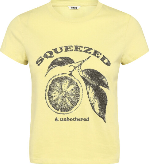 Monki Printed Baby Tee Yellow M