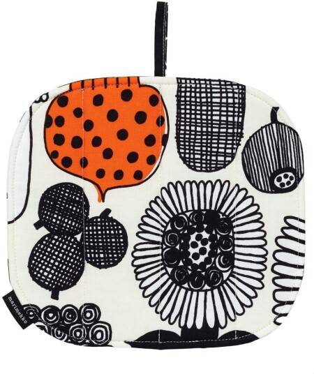 Marimekko Puutarhurin parhaat tehette White black orange Marimekko Puutarhurin parhaat tehette White black orange