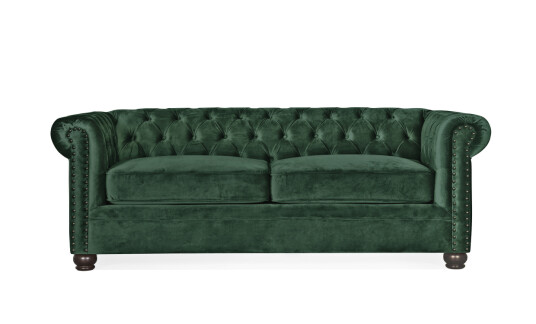 Soffadirekt WINDSOR Chesterfield Sovesofa Fløyel Grønn