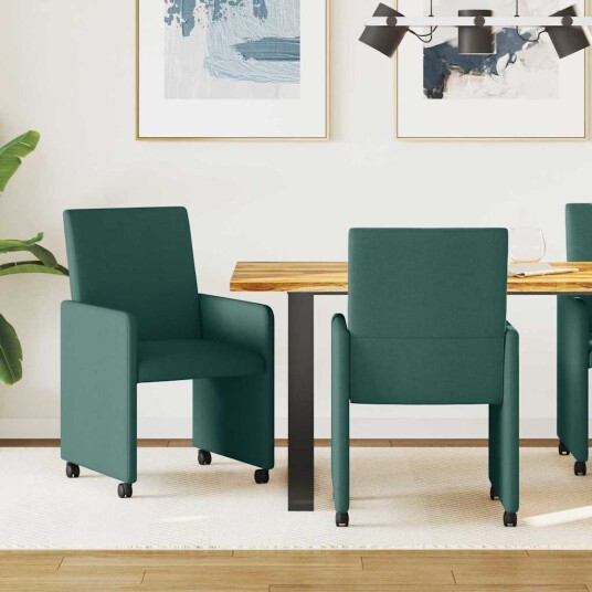 Spisebordsstoler med hjul 2 pcs Mørkegrønn 57 x 66 x 94 cm Spisebordsstoler med hjul 2 pcs Mørkegrønn 57 x 66 x 94 cm