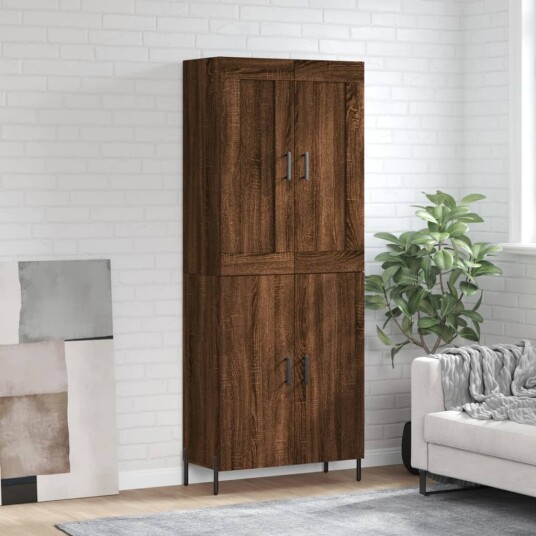 vidaXL Highboard brun eik 69,5x34x180 cm konstruert tre 8720845489908