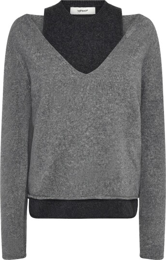 Topshop Tsyasmin Ls O Neck Knitted Jumper Knt Grey L Topshop Tsyasmin Ls O Neck Knitted Jumper Knt Grey L