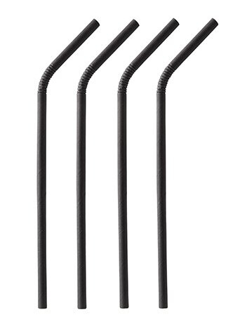 Sugerør laget av papir 22 cm sorte fleksible 100-pakning