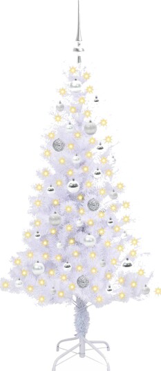 Kunstig juletre med 150 LED med stativ Hvit 150 cm PVC og Stål