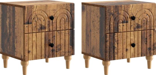  Nattbordskap 2 pcs Gammelt tre 43 x 34,5 x 48 cm Konstruert tre