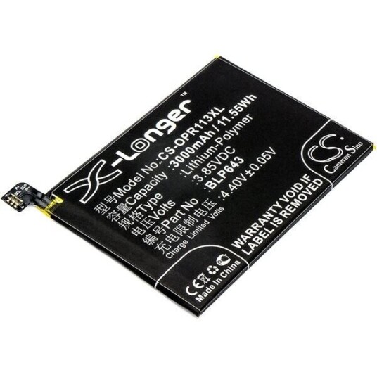 OPPO R11s Dual SIM batteri (3000 mAh 3.85 V, Sort)