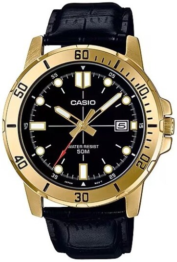 Casio Herreklokke MTP VD01GL 1EVUDF Classic Sort/Lær Ø45 mm
