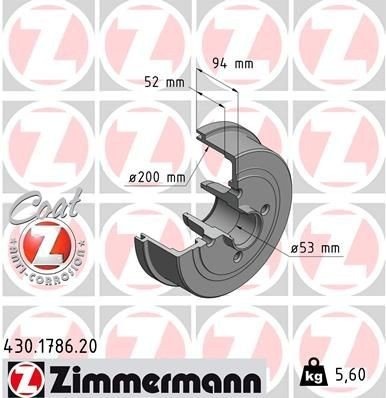 Bremsetrommel ZIMMERMANN 430.1786.20