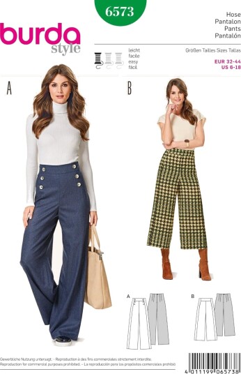 Burda 6573 - Bukse EUR: 32-44, US: 6-18