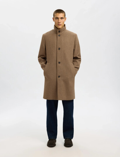 Selected Slhrainar Wool Blend Coat Noos - Brown - XXL Selected Slhrainar Wool Blend Coat Noos - Brown - XXL