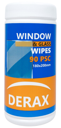 Derax 90stk vinduswipes i plasttube 90stk ark 180 x 200 mm Derax 90stk vinduswipes i plasttube 90stk ark 180 x 200 mm