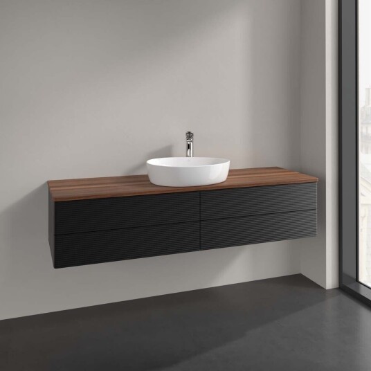 Villeroy & Boch Antao Servantskap med 4 skuffer 160x50x36 cm u/lys Sort Matt/Valnøtt