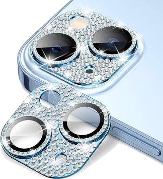 iPhone 15/15 Plus Hat Prince Glitter Kamera Linse Beskyttelse - Blå