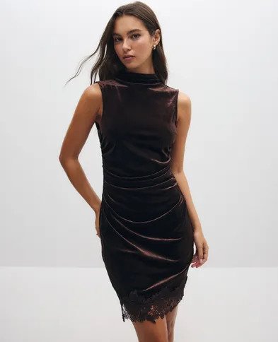 Vero Moda - Brun - Vmchloe Sl Mini Velvet Dress Jrs E