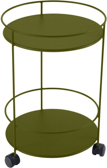 Fermob   Guinguette Side Wheeled Table With Solid Double Top Pesto   Utendørs Småbord Og Sidebord   Grønn   Metall