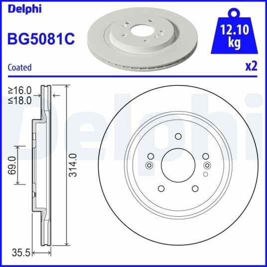 Bremseskive DELPHI BG5081C Bremseskive DELPHI BG5081C