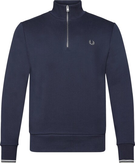 Fred Perry Half Zip Sweatshirt DKAF/ECRU/SEAGRS S
