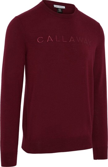 Callaway Legacy LS Crew Logo Sweater Golfgenser herre Tibetan Red Heather Medium